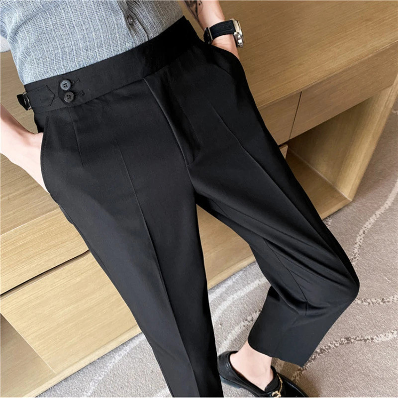 Naples UK high waisted Saging Business Social Suit Pants mens wedding dress mens slim fit casual straight pants 240828