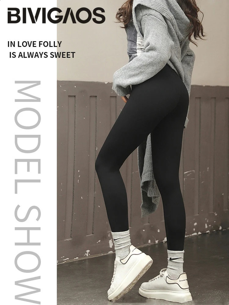 BIVIGAOS Autumn Winter High Waist Shark Leggings Womens Seamless Fleece Warm Leggings Slim Thin Casual Sports Fitness Leggings 250206