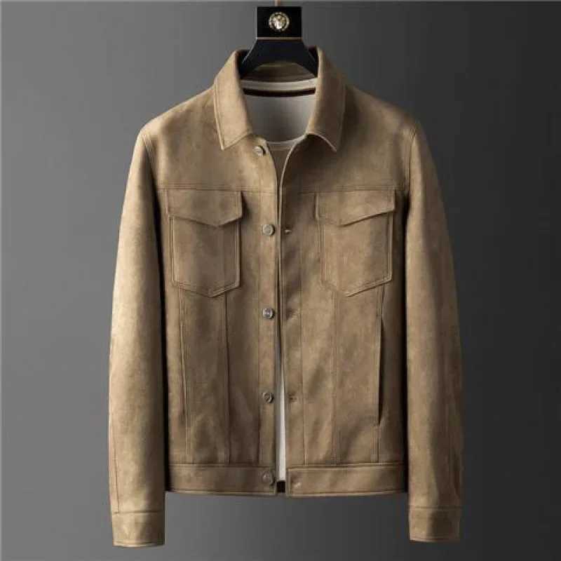 Men's Jackets Suede leather mens jacket SprNew business casual retro goods short jacket retro slim fit autumn UK wear-resistant jacket J240824
