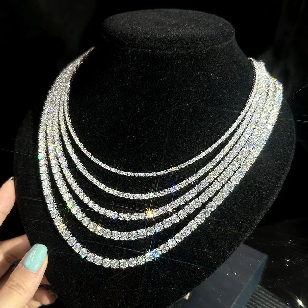 Top bracelet tennis sier Hip Hop necklace fashion Jewelry Pass Dia Tester 5mm vvs moissanite iced out cuban chain for men women