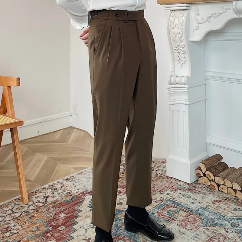 autumn ultra-thin mens tripod high-quality leisure high waist straight leg tripod mens business tripod Naples Pantalones Hombre 240828