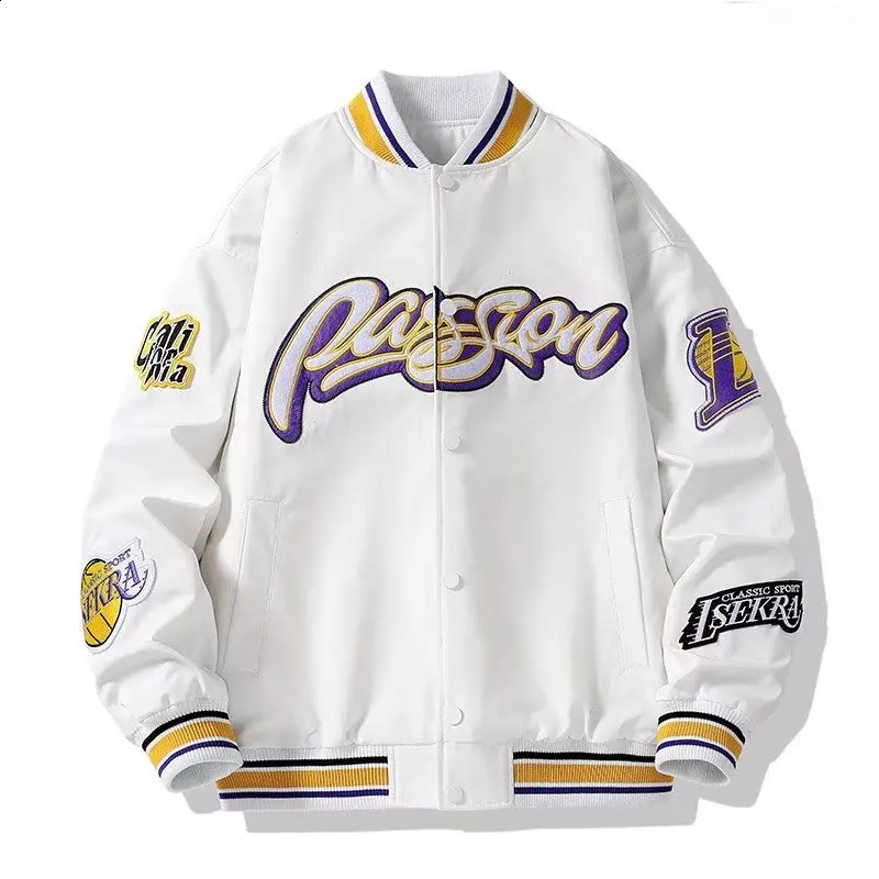 Hip Hop Jacket Mens AutumnWinter Street Clothing Baseball Uniform Retro Couple Casual Fashion Top 240827