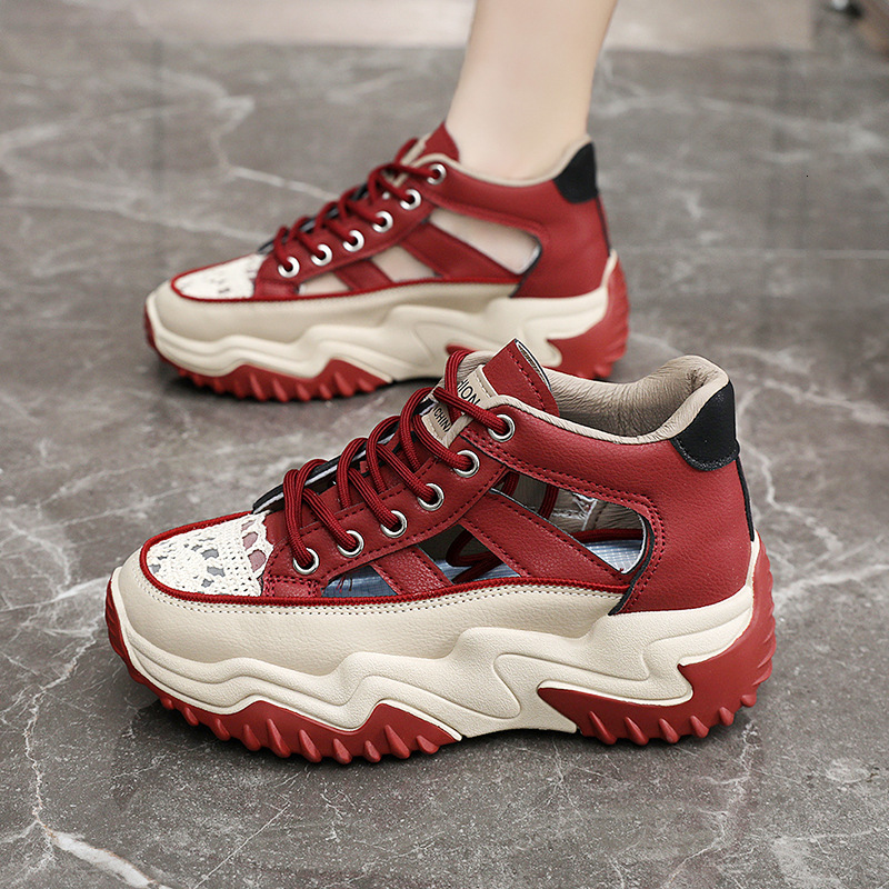 Ddmysports Z New White Hollow Breathable Summer Thick Sole Height Increasing Casual Board Shoes Women S Sports OUTDOOR
