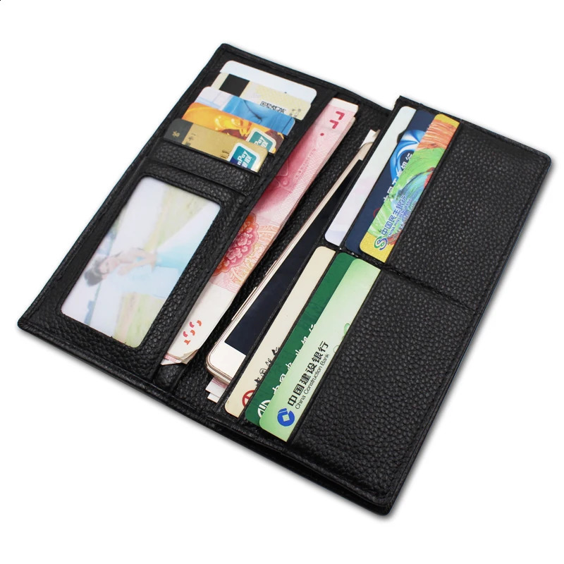 Mens Wallets Genuine Leather Men Purse Long Wallet Real Cowhide Mens Money Bag Phone Wallet Man Card Holder 240828