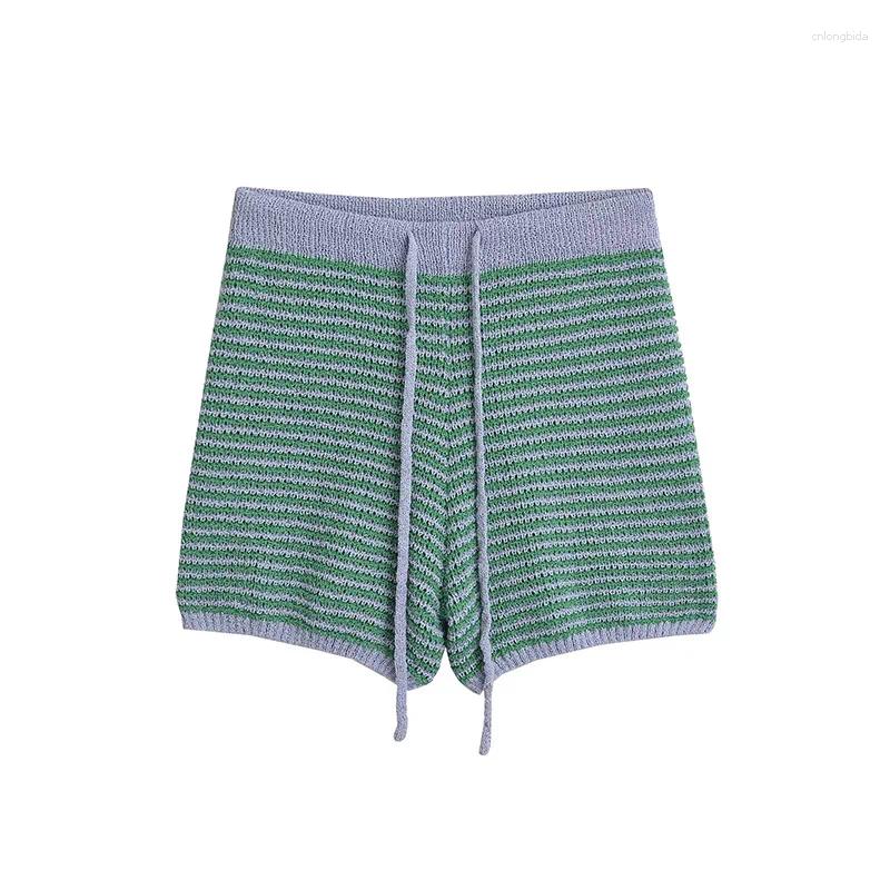 Women's Tracksuits YUEYANG High Waisted Knitted Shorts Sets For Women 2 Pieces Fashion Polo-Neck Suit Two Piece Set Outfit