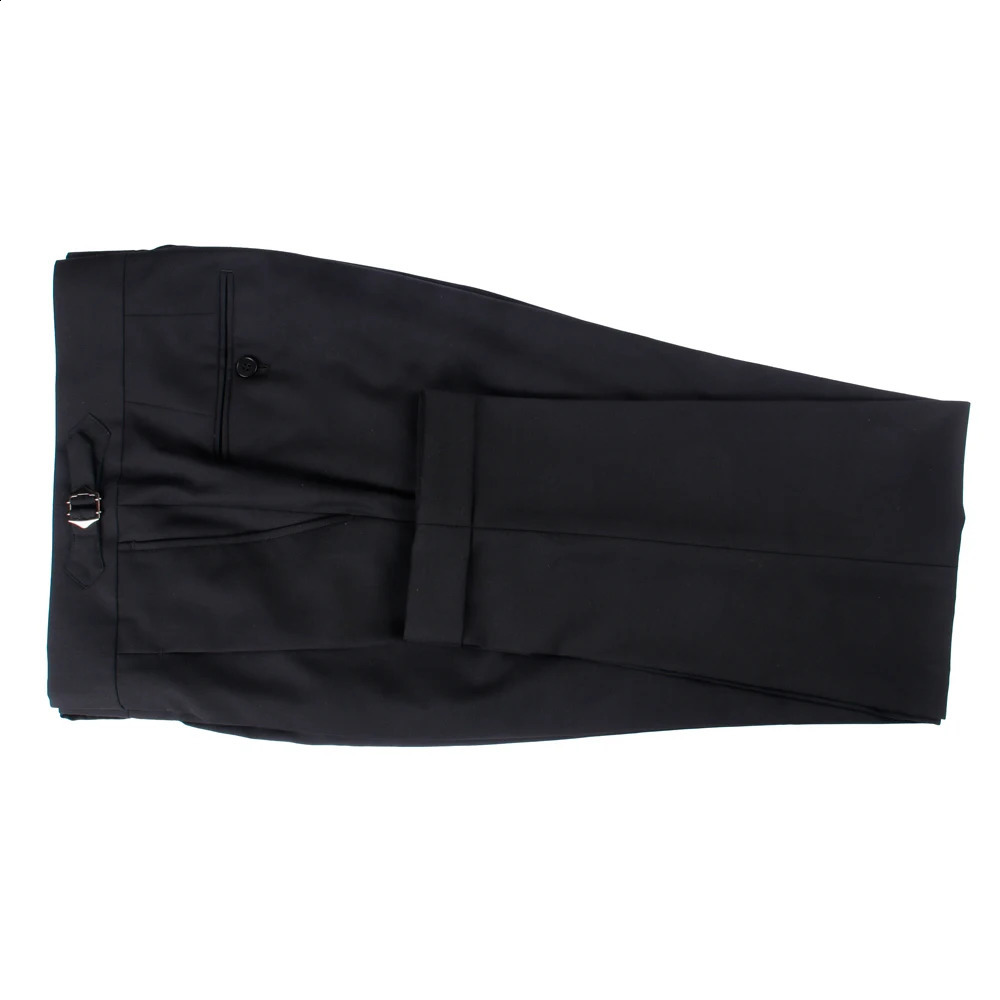 Italian Fashion Gurkha Pants Comfortable Stretch Black Wool Blended Pants Trouser Naples Trouser Extended Tab 240828