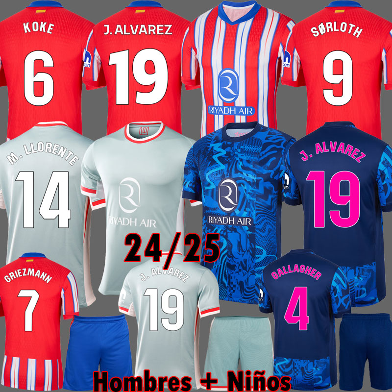 24 25 ATLETICO GRIEZMANN Soccer Jerseys J. ALVAREZ mADriDs SORLOTH 2024 2025 BARRIOS CORREA KOKE camiseta de futbol LLORENTE A MAD MOLINA Football Shirt LE NORMAND