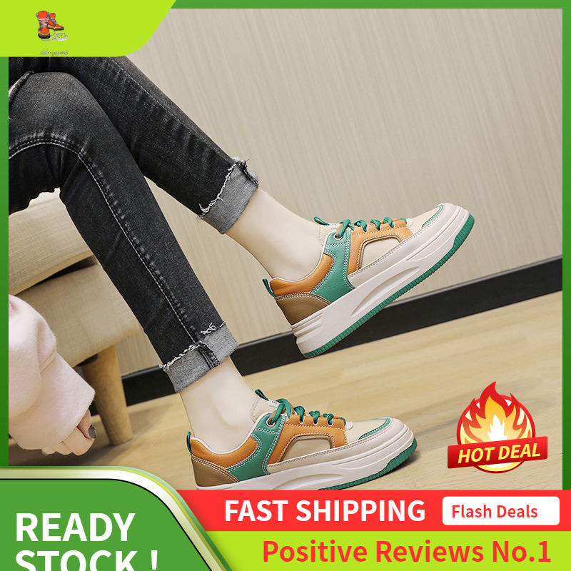 Ddmysports JF New Color Blocked Casual Spring And Summer Height Increasing Wear Resistant Versatile Board Shoes For Women S Sports OUTDOOR