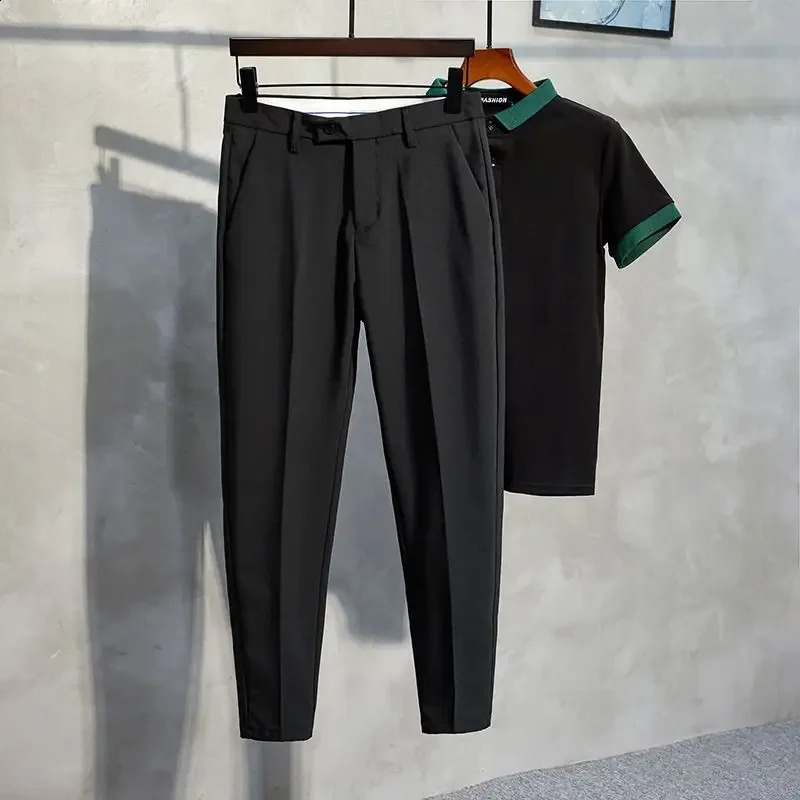9piece Cropped mens suit white pants streamlined highquality luxurious Korean style spandex summer affordable 240827