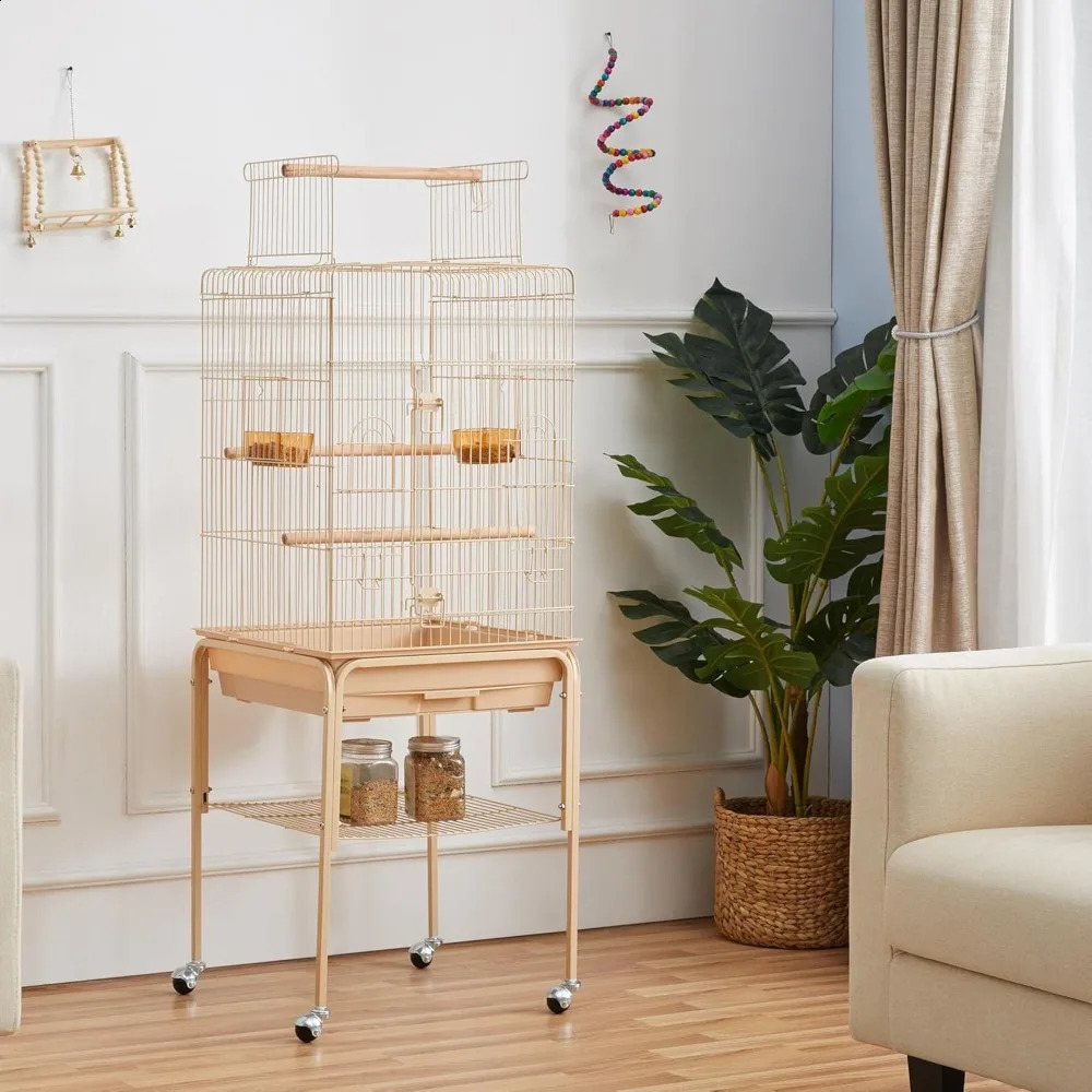 Yaheetech 535inch Height Play Top Bird Cage Iron Parrot Parakeet for Small Birds Lovebirds Cockatiel Canary 240827