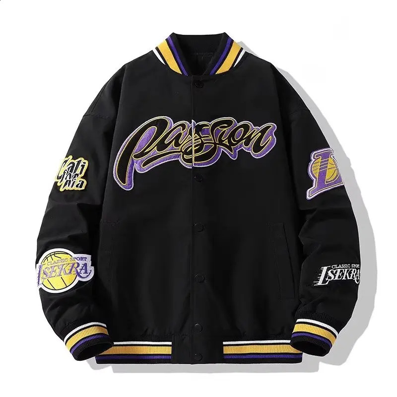 Hip Hop Jacket Mens AutumnWinter Street Clothing Baseball Uniform Retro Couple Casual Fashion Top 240827