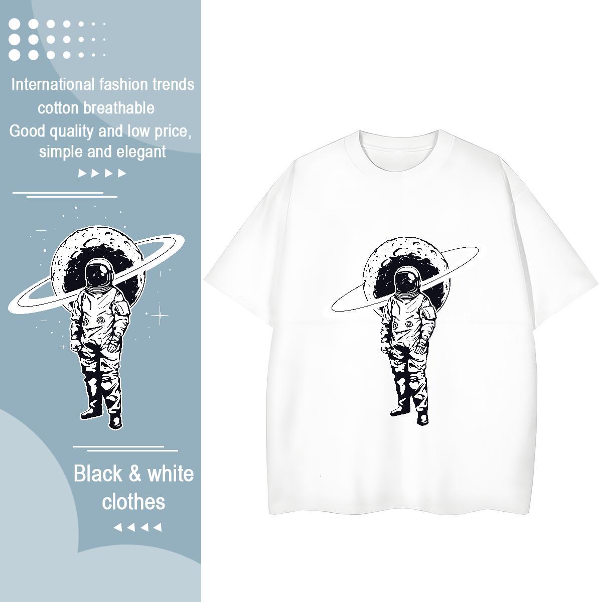 Female Couples T Shirts 230g 100% Cotton universe Hip Hop T-Shirts for Women O-Neck Short Sleeve Cartoon Printing L-4XL Tees Shirts