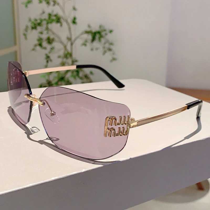 KAMMPT Retro Rimless Design Shades Luxury Metal Women Sunglasses High Quality Decoration Sun Glasses for Travelling Hiking Y240827
