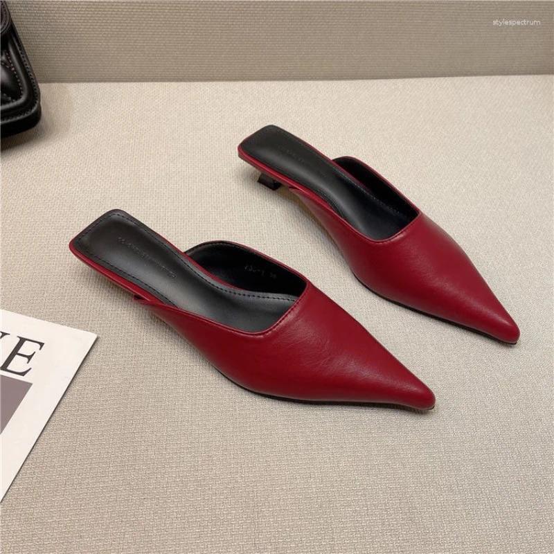 Slippers Designer Women Pointed Toe Mules Fashion Shallow Slip On Slides Shoes Ladies Elegant Outdoor Low Heel