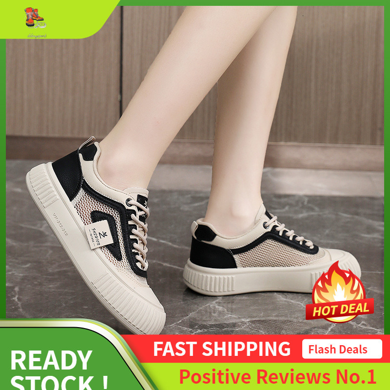 Ddmysports YB New White For Women In Summer Breathable Sports Versatile Board Thick Soled Height Increasing Mesh Shoes OUTDOOR