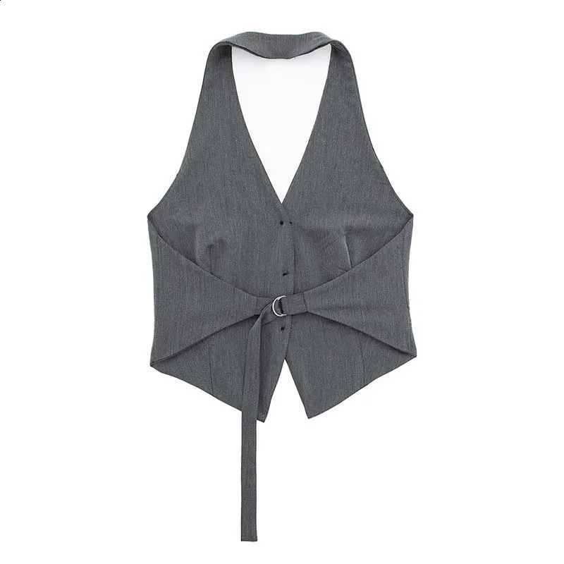 SIYANG Womens Fashion Black Backless Lace Top Retro Strap Collar Sleeveless Jacket Womens Fashion Womens Tank Top 240828