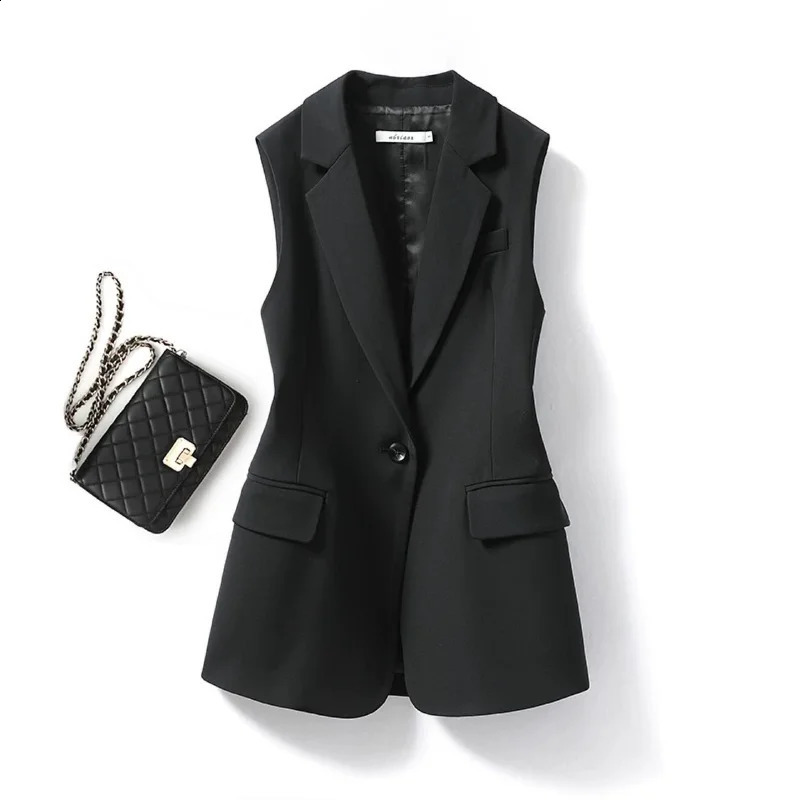 Womens collar vest jacket fully matched single chest sleeveless classic solid color fashionable retro office womens jacket 240828