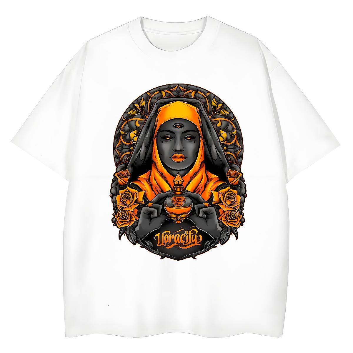 Lady Unisex Tshirts 230g Pure Cotton Terror Sports Casual Women T Shirts Breathable Crew Neck DIY Printed Tops
