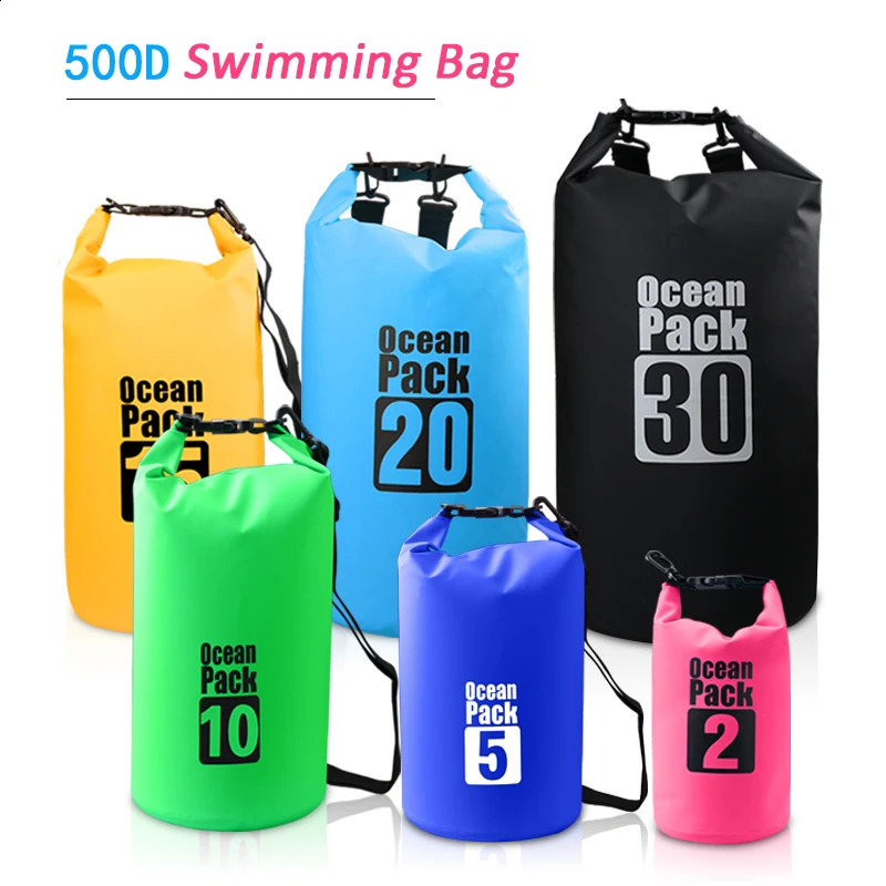 500D Waterproof Swimming Bag Dry Sack 2510152030L Waterproof Floating Dry Gear Bags For Boating Fishing Rafting Swimming 240828