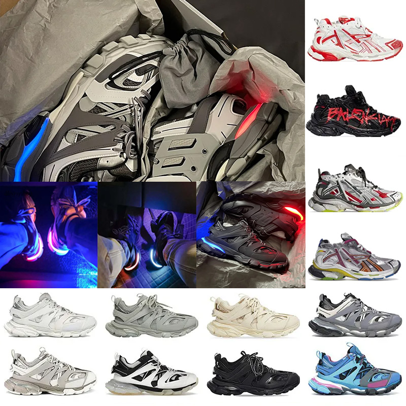 Designer Track LED Runners 7.5 7.0 3.0 Shoes Mens Womens Runner 3 7 White Blue Orange Triple Black Colorful Heels Office Tracks Plate-forme Shoe Light Trainers Sneakers