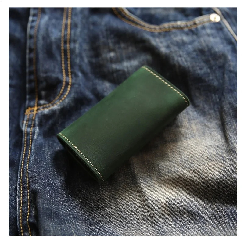 100% Genuine Leather Men Key Wallets Multifunctional Men Key Holder Car Key Pouch Retro Card Holder 240828