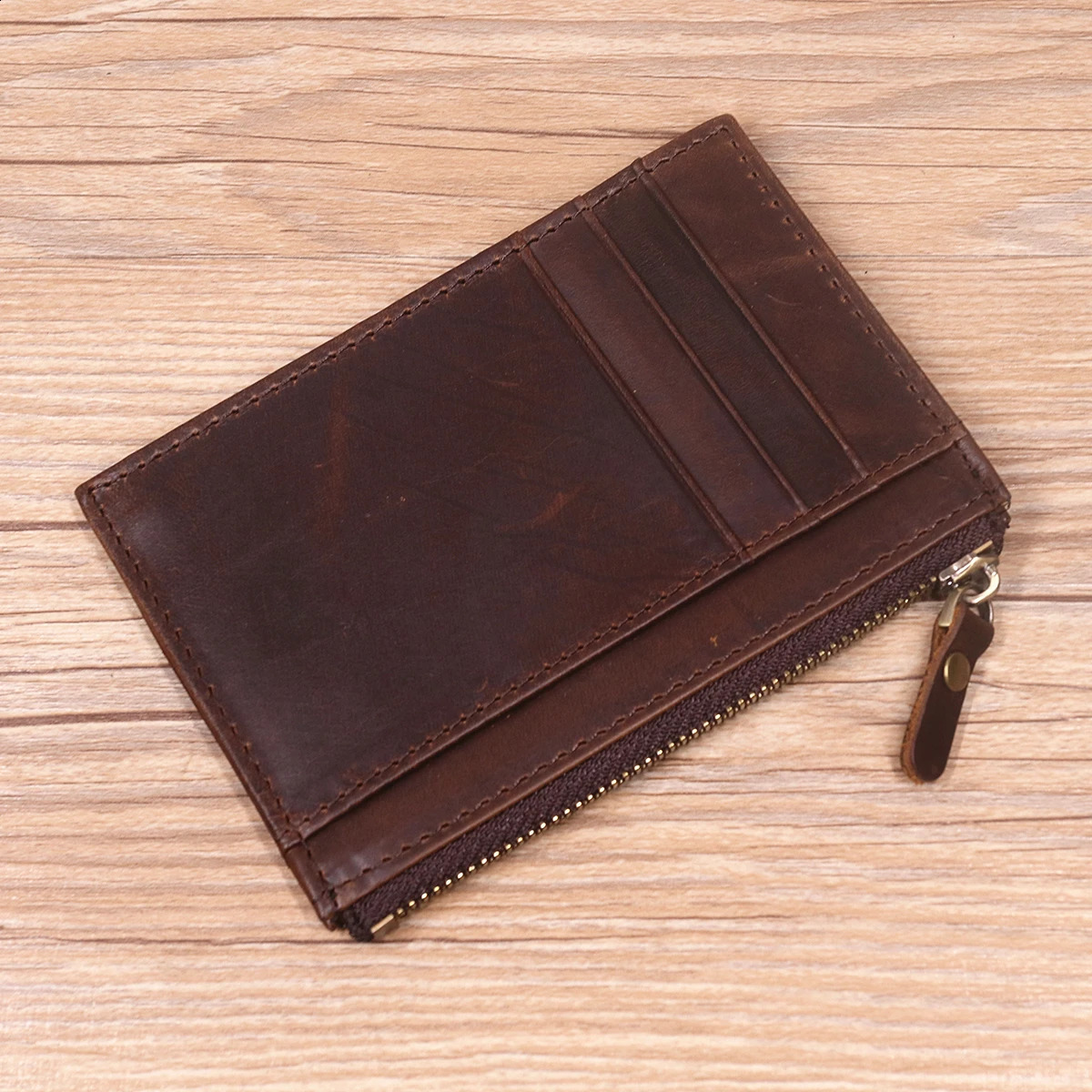 Genuine Leather Wallet For Men Male Vintage Cowhide Short Small Slim Mens Credit Card Holder Case Coin Purse With Zipper Pocket 240828