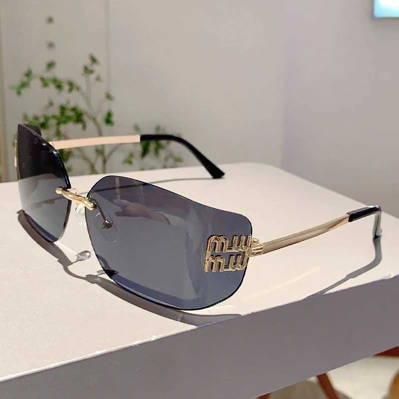 KAMMPT Retro Rimless Design Shades Luxury Metal Women Sunglasses High Quality Decoration Sun Glasses for Travelling Hiking Y240827