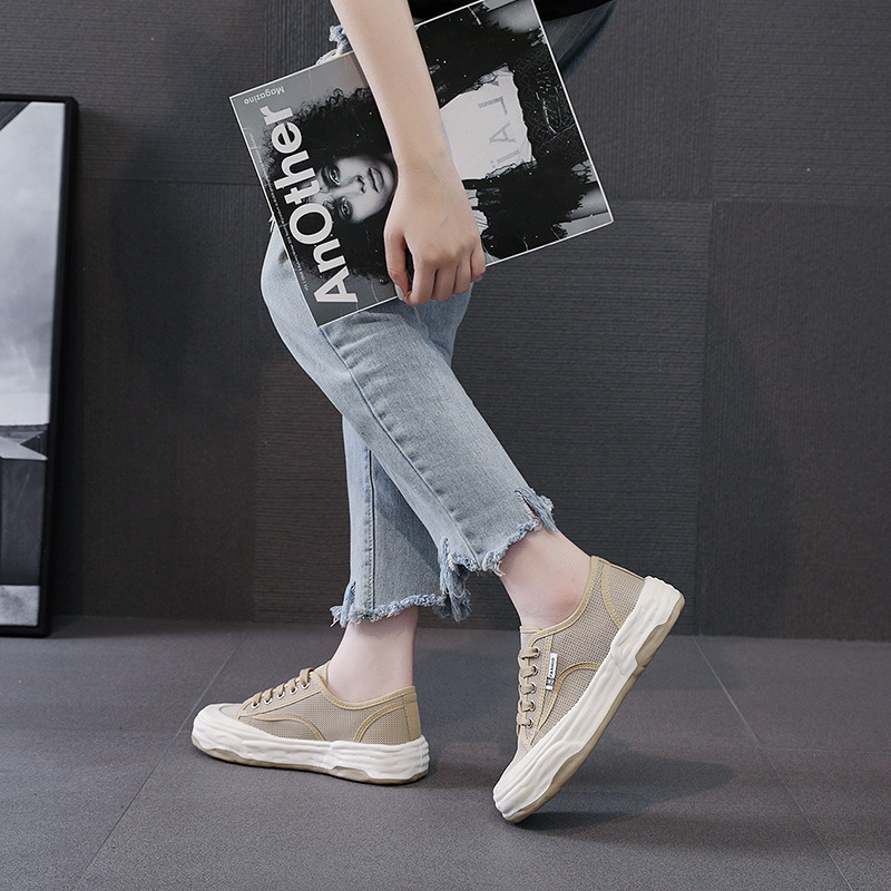 Ddmysports Summer New Versatile Breathable Small White Women S Thick Sole Board Casual Sports Thin Mesh Shoes OUTDOOR