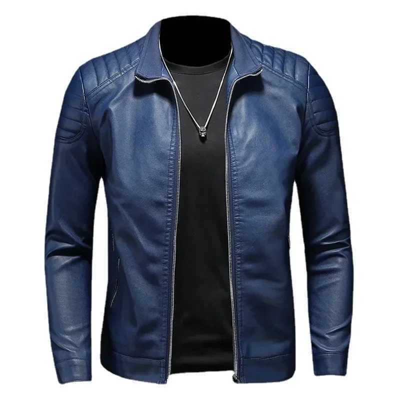 Stand Collar Leather Jacket Mens Fashion Jacket 2024 Casual Mens Leather Jacket Slim Korean Version Handsome Mens Clothing X250213