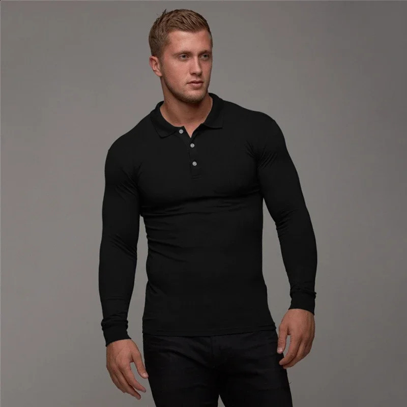 polo shirt mens casual fashion breathable cotton Tshirt business long sleeved highquality 240828
