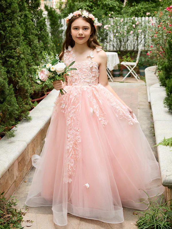 Girls lavender couture dress, sequin pearl beaded with embroidery and 3D flowers, princess birthday party pageant ball gown dress 02