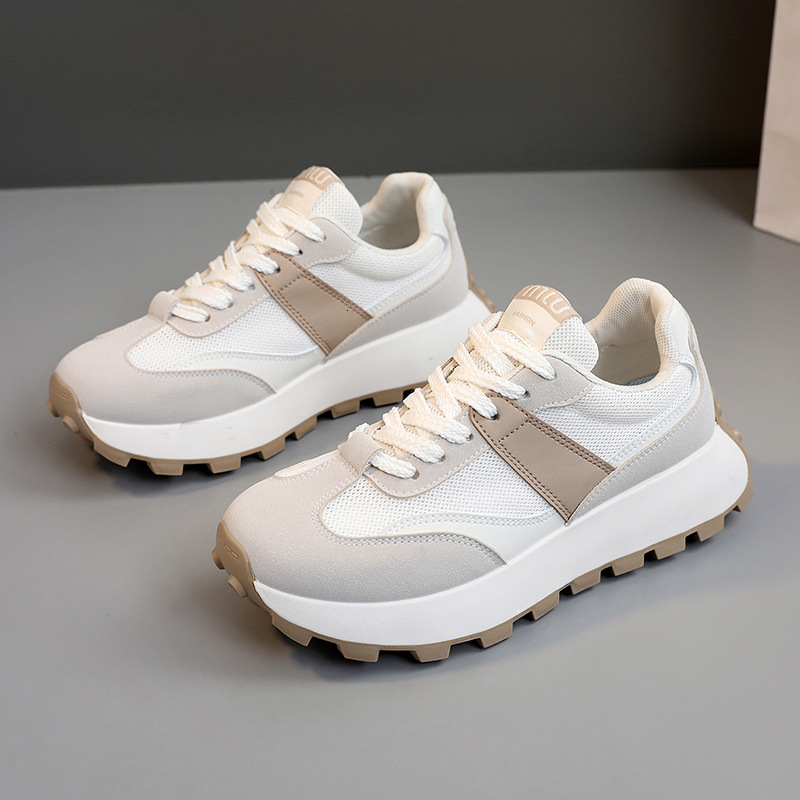 Ddmysports G New Little White Women Spring Summer Thick Sole Elevated Casual S Board Shoes Breathable Round Toe Durable For Transport OUTDOOR
