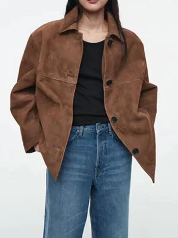 Fashion Solid Collar Loose Splicing Short Coat Womens Casual Button Pocket Long Sleeve Warm Jacket Autumn Womens Coat 240827