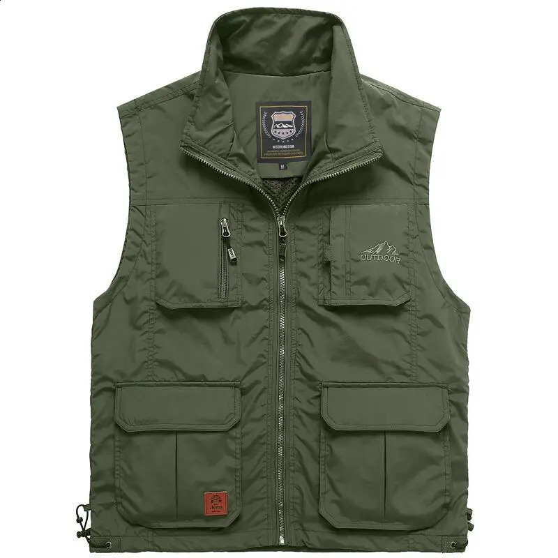 Mens mesh quick drying vest mens outdoor multi pocket hiking fishing pography multifunctional tactical jacket 240827