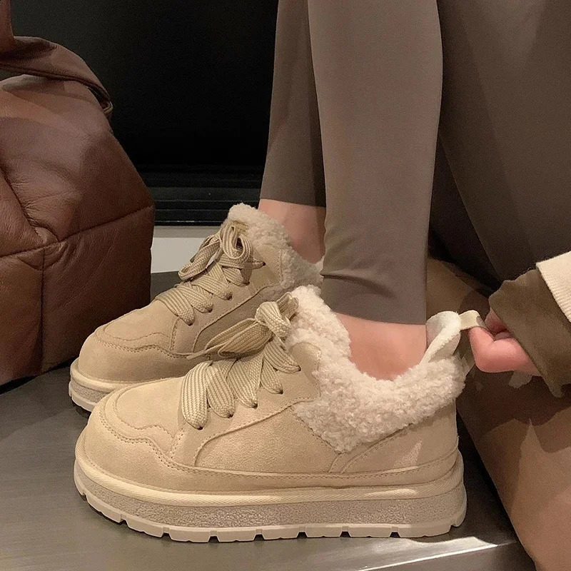 Platform Women Snow Ankle Boots Flats Warm Casual Cotton Shoes Winter Cozy Sneakers Woman Trend Short Plush Mujer Botas 240828
