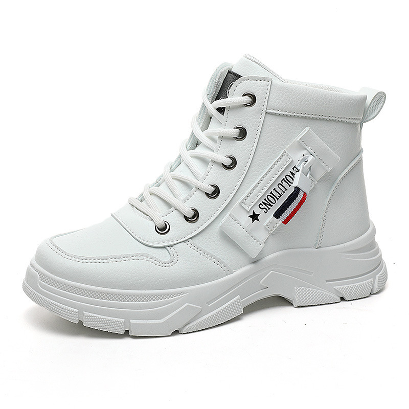 Ddmysports W New Solid Color Women S Autumn Korean Edition Breathable Elevated Thick Sole Sports And Casual Board Shoes Mid Top OUTDOOR