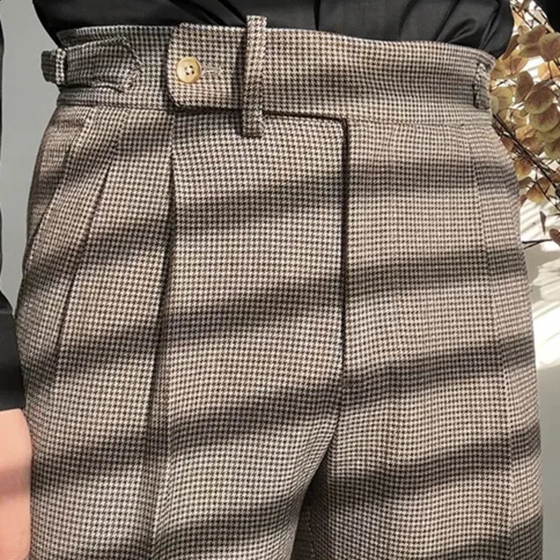 Italian Business Naples Retro Trouser Hombre British Dress Pants High Waist Straight Leg Mens Pants Fashion Social Trouser Pants 240828