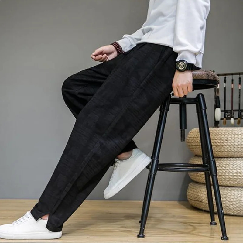 Retro harem mens Trouser Y2k casual pants hiphop trend wholesale fashion Korean style wide summer bag XL 240827