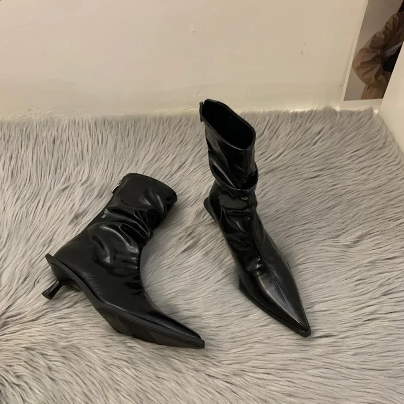 Fashion Pointed Toe Womens Ankle Boots Womens Ultra Thin Short Botas Shoes Low Boots Party Dress Pump 2024 Spring/Summer Zapatos Mujer 240827