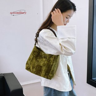 Swissmilitary Artistic Style Handbag Velvet Embossed New Chinese High Texture Large Capacity Hanfu Women's Bag #28