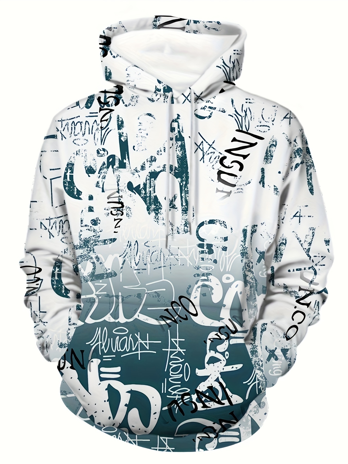 Plus Size Mens Bold Graffiti Hoodie - Stylish Hooded Sweatshirt for Big Tall - Comfortable All-Season Wear