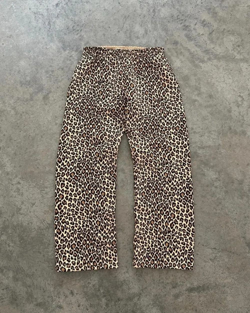 Vintage Leopard Print Pant For Women Casual Female Loose Lace Up Wide Leg Trousers 2024 Summer Fashion All Match Lady Streetwear 240827