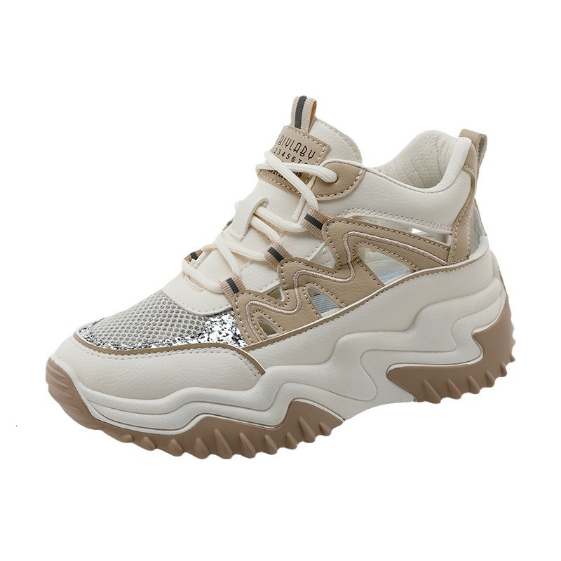 Ddmysports YDZ New Dad Women S Spring And Autumn Korean Edition Ollow Splicing Mesh Increase Thick Bottom Casual Shoes OUTDOOR