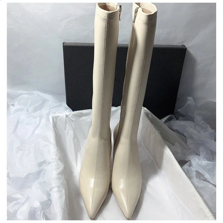 2024 Thin High Heel Womens Boots Pointed Toe Womens High Boots Thin Boots Long Boots Zipper Unprinted D216 240827
