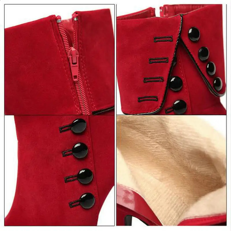 LazySeal platform womens boots high heels fashionable red shoes womens platform buckle winter boots womens shoes 240827