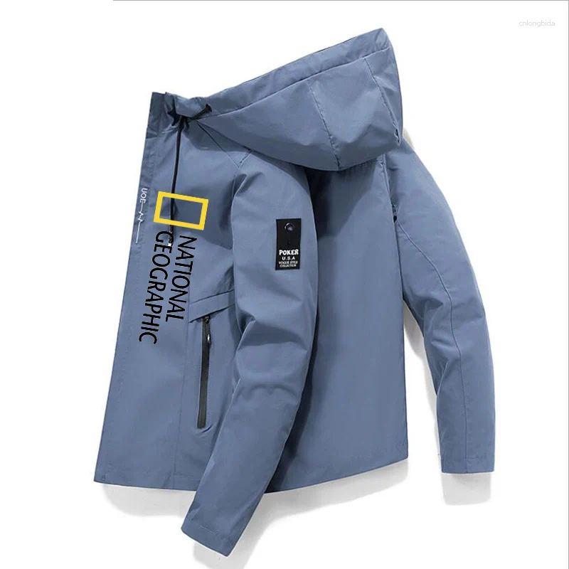 Mens Jackets 2024 Autumn Winter Nationals Geographics Board Jacket Windbreaker Zipper Casual Work Fashion Outdoor Hoodie