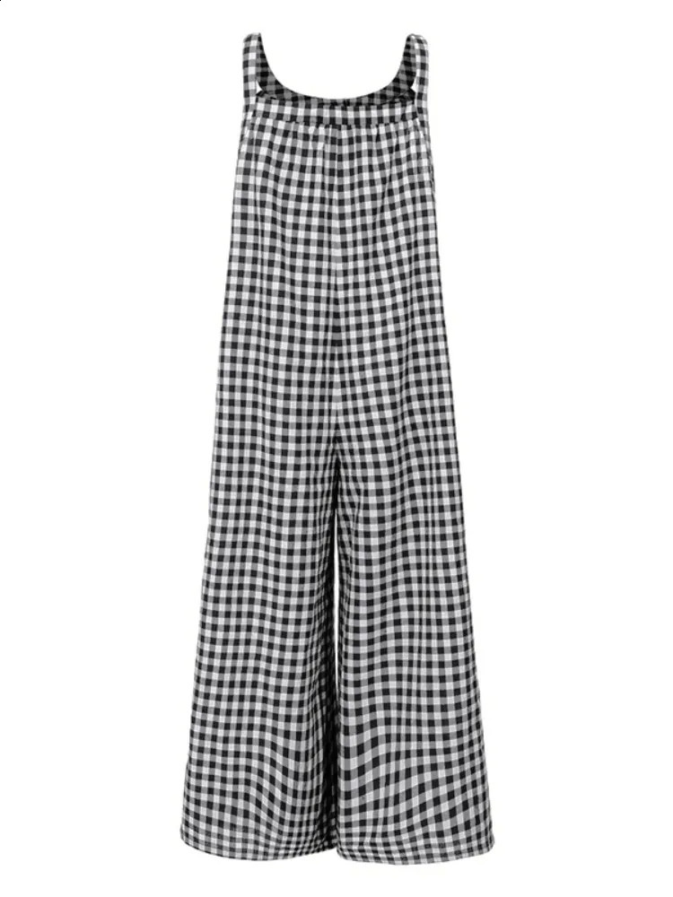 Celmia vintage wide leg pants jumpsuit fashionable womens flat shoes summer bohemian casual sleeveless mens top 240827