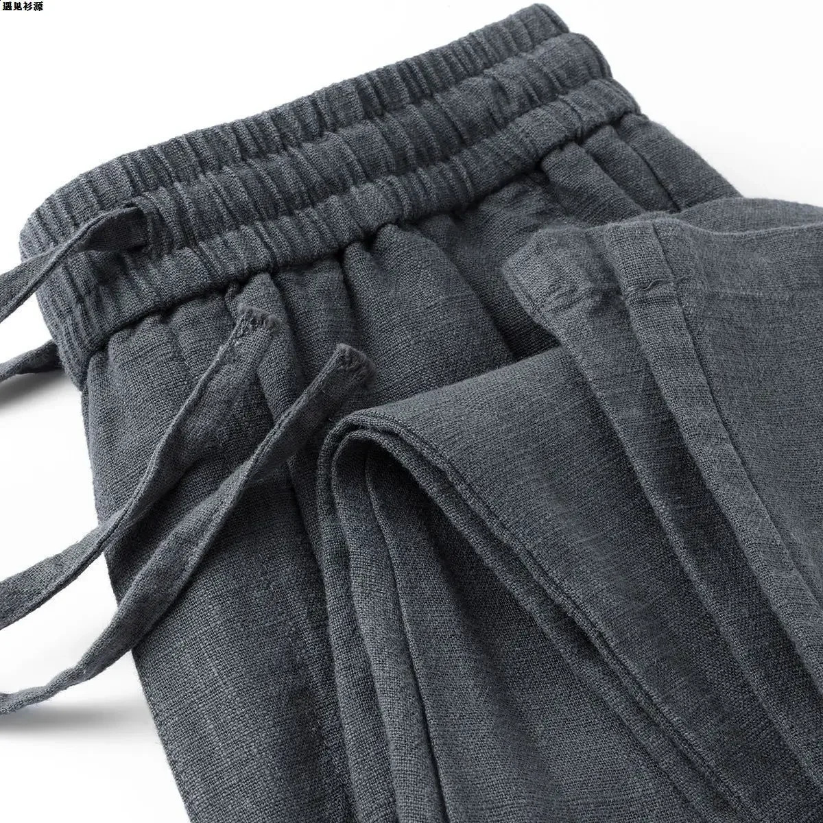 Grey cotton linen breathable loose casual pants suitable for men women straight leg high-end mens clothing and lightweight mens clothing in summer 240