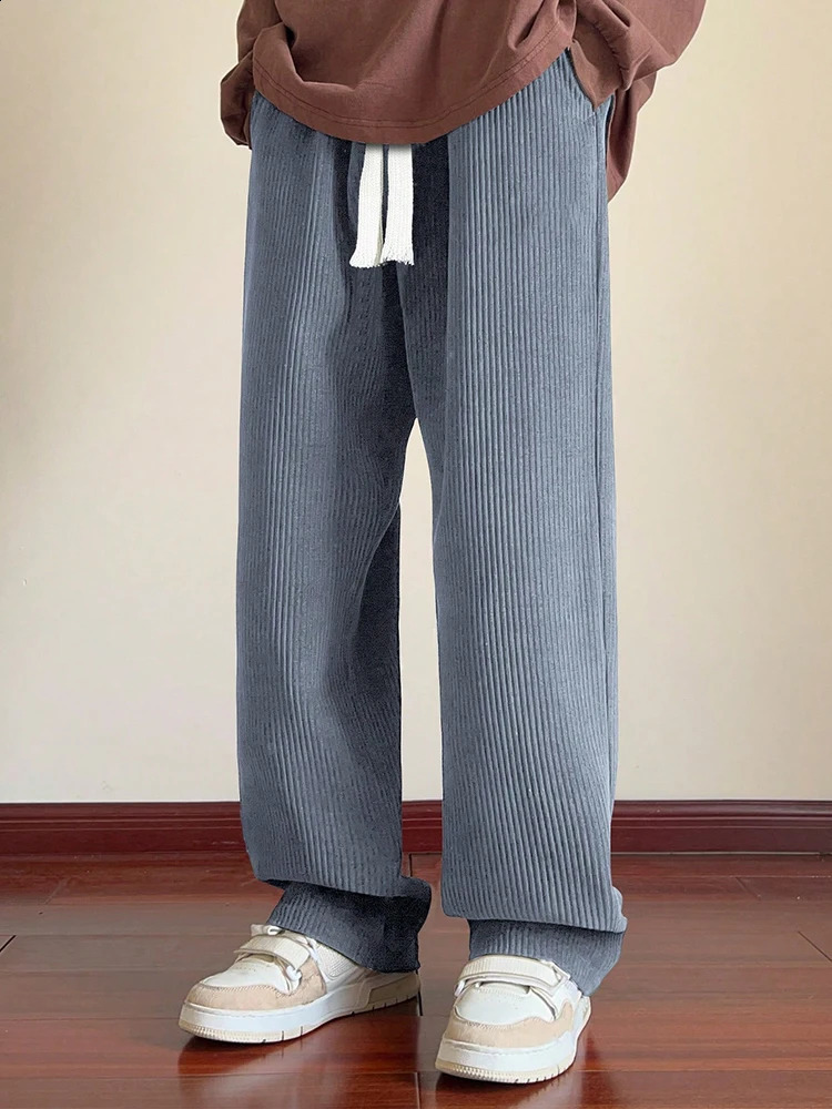 Mens Corduroy High Weight Drape Feeling Versatile Casual Straight Leg Pants Suitable for Daily Travel 240828