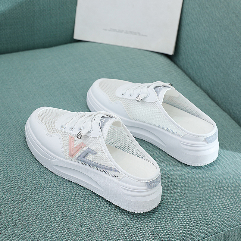 Ddmysports Inner Raised Thick Sole Small White For Summer New Versatile Breathable Mesh Thin Sponge Cake Casual Women S Shoes OUTDOOR
